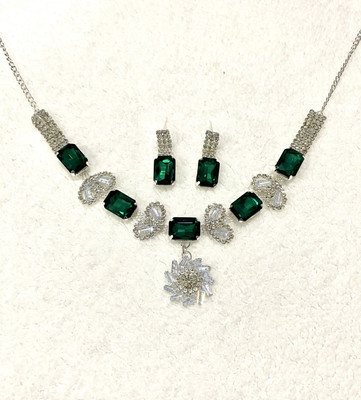 Vacker Stone, Alloy Silver Green, Silver Jewellery Set(Pack of 1)