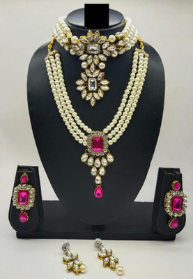 CATALYST Alloy Gold-plated Pink, White Jewellery Set(Pack of 2)