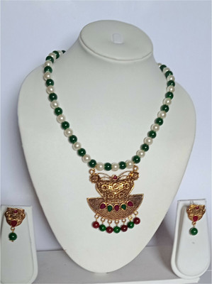 sobhanam Glass, Alloy Gold-plated White, Green, Gold, Red Jewellery Set(Pack of 2)