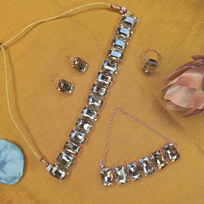 ANOUK Brass Gold-plated Grey Jewellery Set(Pack of 5)