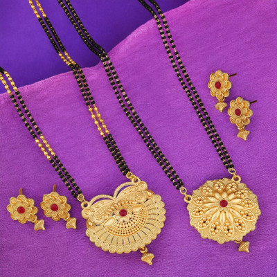 Seora Alloy Gold-plated Gold Jewellery Set(Pack of 4)