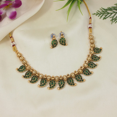 Jewwel Alloy Gold-plated Green Jewellery Set(Pack of 2)