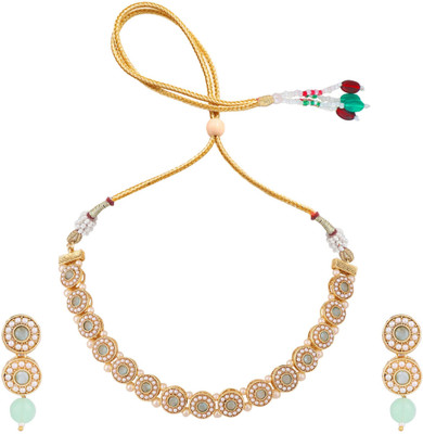 BHANA CREATIONS Brass Gold-plated Green Jewellery Set(Pack of 3)