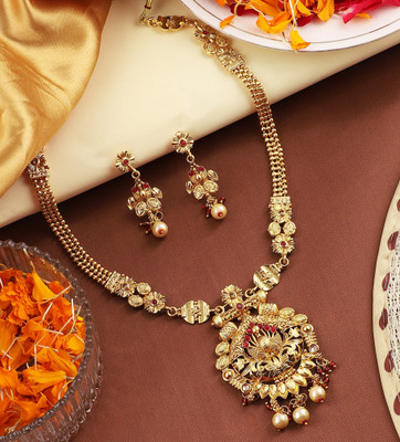 Orangenysha Copper Gold-plated Red Jewellery Set(Pack of 3)