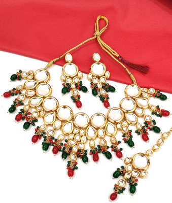 Shaili Craft Alloy Gold-plated Red, Green Jewellery Set(Pack of 1)