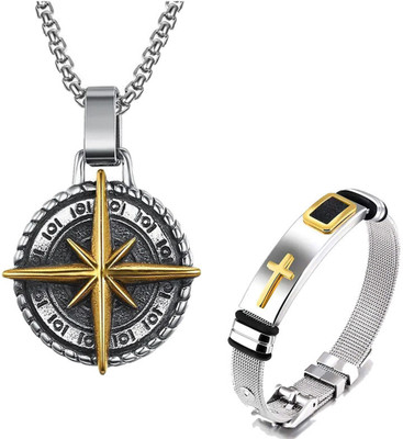 Thrillz Stainless Steel Silver Silver Jewellery Set(Pack of 2)