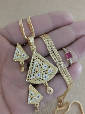 Bhagavati creation Brass Gold-plated Gold Jewellery Set(Pack of 1)