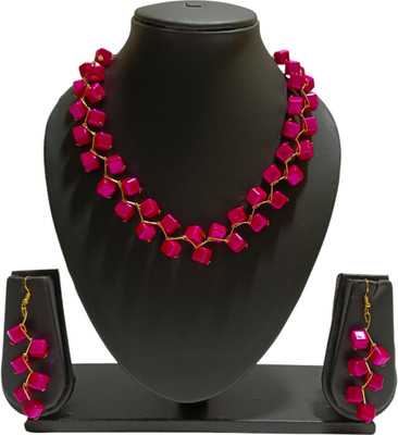 UTTARAI Alloy Gold-plated Pink Jewellery Set(Pack of 1)