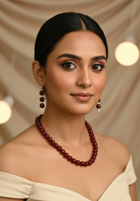 Johar Glass Maroon Jewellery Set(Pack of 1)