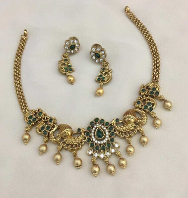 Shilpa Creation Brass Green, Gold Jewellery Set(Pack of 1)