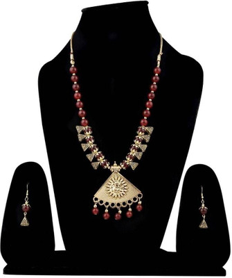 Anamya Collections Alloy Maroon Jewellery Set(Pack of 1)