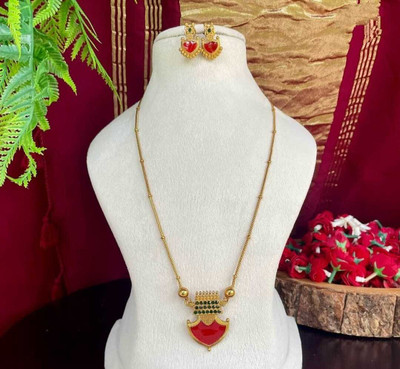 Joyful Alloy Gold-plated Red Jewellery Set(Pack of 1)