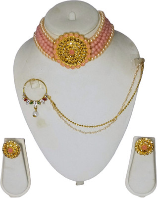 Divyanifashions Alloy Pink Jewellery Set(Pack of 1)