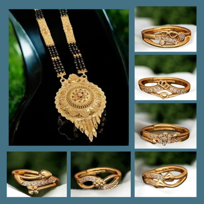 Hetshree Brass Gold-plated Gold, Multicolor Jewellery Set(Pack of 7)