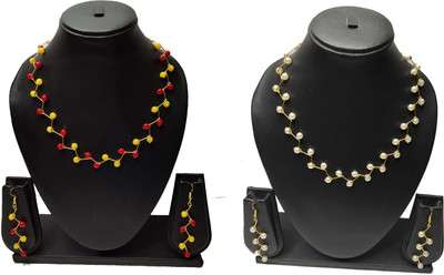 UTTARAI Alloy Gold-plated White, Multicolor Jewellery Set(Pack of 1)