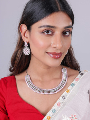 VATSALYA creation Alloy Gold-plated Pink Jewellery Set(Pack of 1)