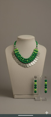 A S enterprize Oxidised Silver Green Jewellery Set(Pack of 1)