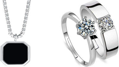 ruby collection Alloy Black, Silver, Silver, White, Platinum Jewellery Set(Pack of 2)