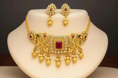 Navrishka Copper Gold-plated Gold Jewellery Set(Pack of 1)