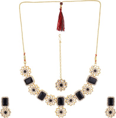 Hkjewels Alloy Gold-plated Black Jewellery Set(Pack of 1)