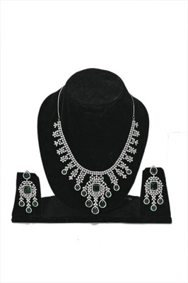 sskt Brass, Alloy Silver Green Jewellery Set(Pack of 1)