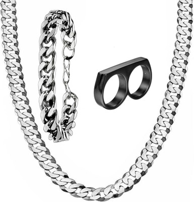 Vipunj Brass Rhodium Silver Jewellery Set(Pack of 3)