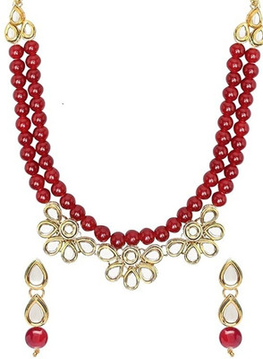 CATALYST Crystal Gold-plated Maroon Jewellery Set(Pack of 1)