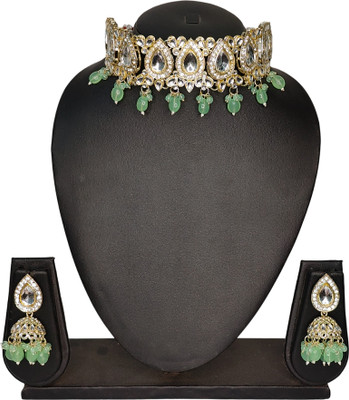 Zarmar fashion Alloy Gold-plated Green, Rose Gold Jewellery Set(Pack of 1)