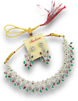 nitya fashion Alloy Gold-plated Red Jewellery Set(Pack of 1)