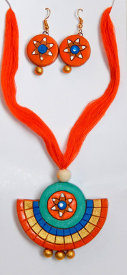 Shilposudha Terracotta Orange Jewellery Set(Pack of 1)