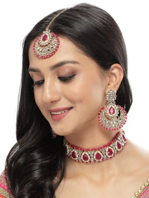 Sukkhi Alloy Gold-plated Pink Jewellery Set(Pack of 1)