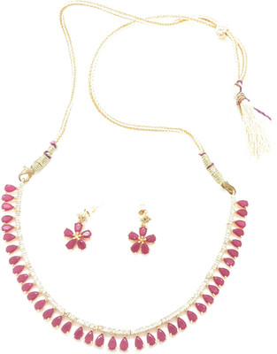V.V. Sons Alloy Gold-plated Pink, Gold Jewellery Set(Pack of 1)