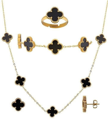 Ishrin Studio Alloy Gold-plated Black Jewellery Set(Pack of 5)