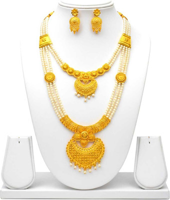 Diva creation Mother of Pearl Gold-plated White Jewellery Set(Pack of 3)