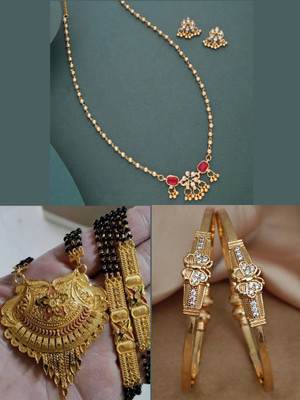 Sangria Brass Gold-plated Black, Bronze Jewellery Set(Pack of 3)