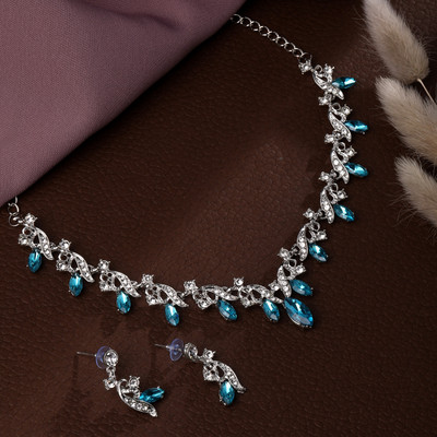 Atasi International Alloy Silver, Blue Jewellery Set(Pack of 1)