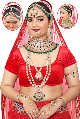 SHIVSHAKTI Alloy Gold-plated Green Jewellery Set(Pack of 7)