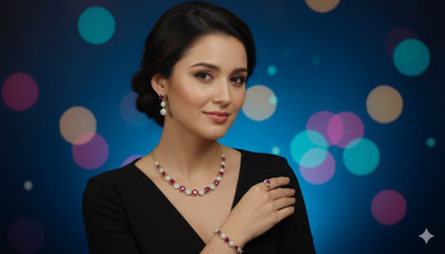 Dazzle Jewel Alloy Silver Maroon Jewellery Set(Pack of 1)