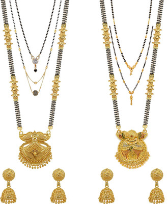 Sangria Brass Gold-plated Black, Gold Jewellery Set(Pack of 2)