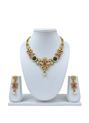 Rajasthankundan Alloy Gold-plated Multicolor Jewellery Set(Pack of 1)