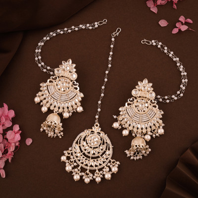 Vedda Brass Gold-plated Gold, White Jewellery Set(Pack of 2)