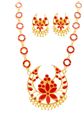 balaji gold Copper Gold-plated Red Jewellery Set(Pack of 1)