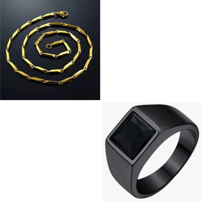 MAATRCHAAYA Stainless Steel Gold-plated, Titanium Black, Gold Jewellery Set(Pack of 2)