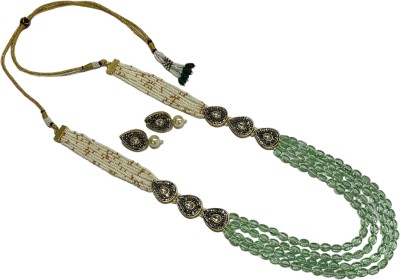 SVJC Brass Gold-plated Green Jewellery Set(Pack of 3)