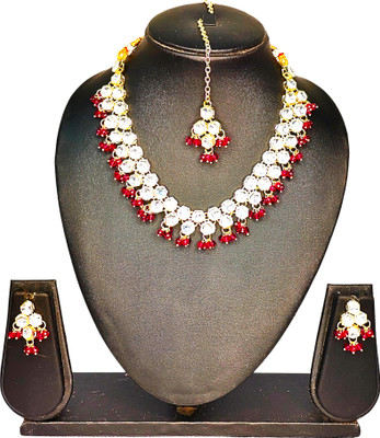 Zarmar fashion Stone, Crystal Gold-plated Gold, Pink Jewellery Set(Pack of 1)