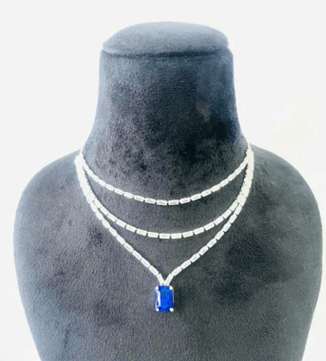 V.V. Sons Alloy Sterling Silver Blue Jewellery Set(Pack of 1)