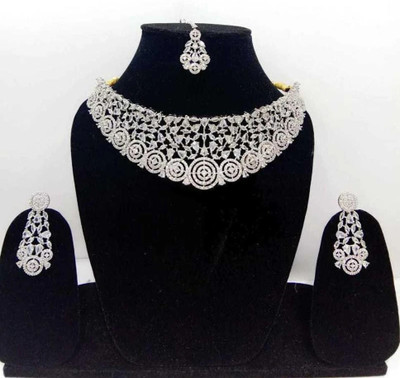 Pardha Jewels And Style Alloy White Jewellery Set(Pack of 1)