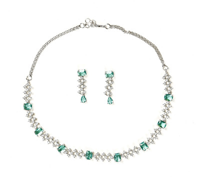 GEMRON JEWEL Brass Rhodium Silver, Purple Jewellery Set(Pack of 1)