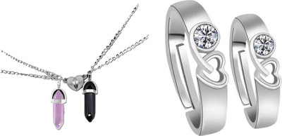 ruby collection Alloy Pink, Black, Silver Jewellery Set(Pack of 2)