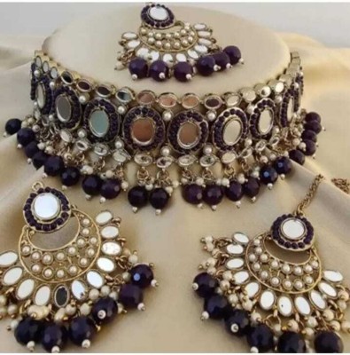 Akansha Fashion Alloy Gold-plated Black, Gold Jewellery Set(Pack of 1)